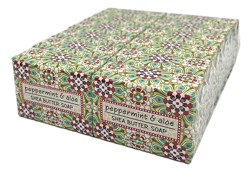 Greenwich Bay Trading Co., Jabón de manteca de karité de menta y aloe, juego de 12 barras, 2 onzas cada una
