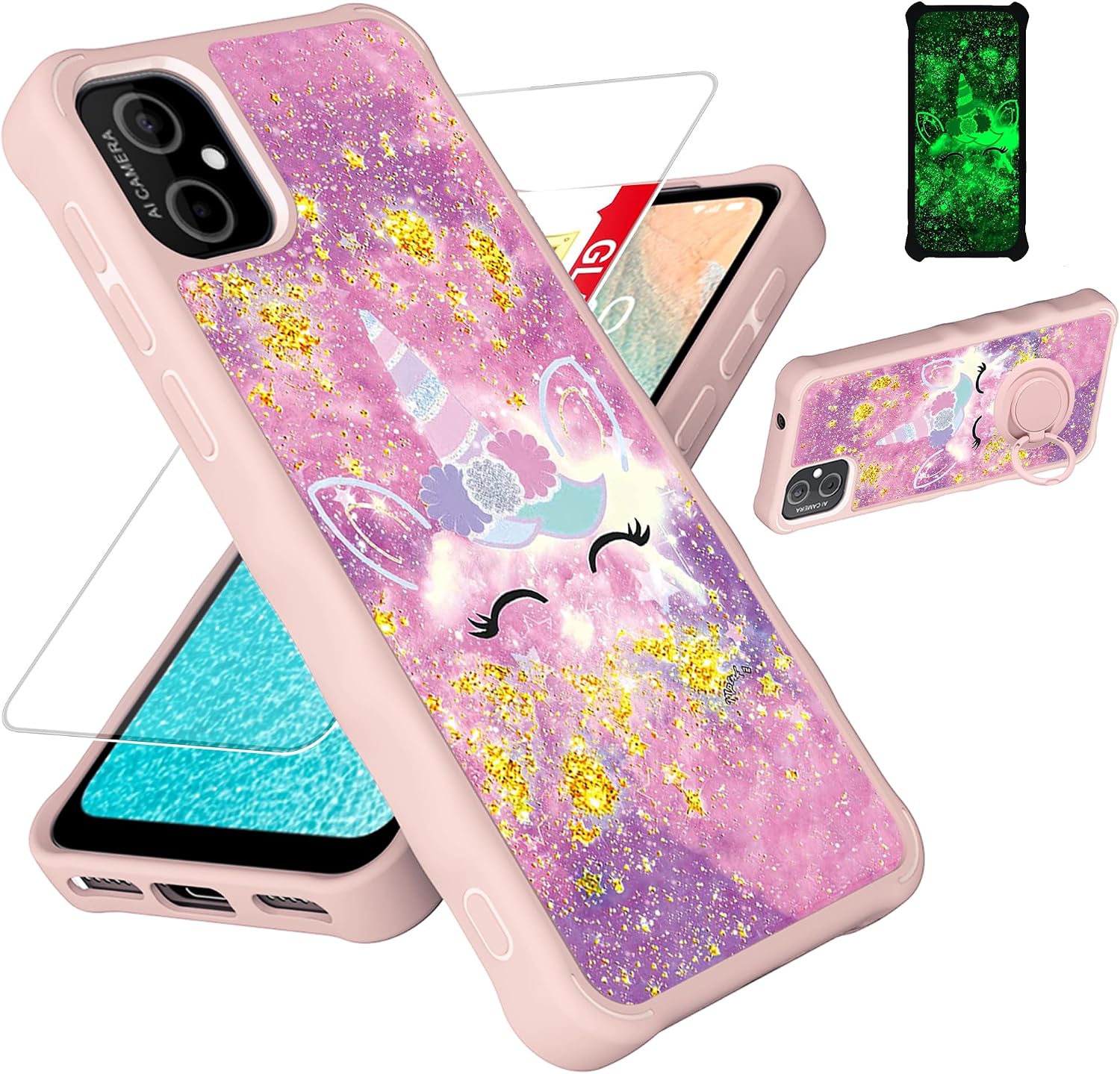 jioeuinly for HotPepper HPP-H88C A88C A88E Case Compatible for Hot Pepper Cascabel/Verde Phone Case Cover [with Tempered Glass Screen Protector][Hard PC + Soft Silicone][Ring Support] JSF-DJS