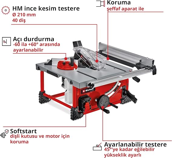 Einhell TE-TS 36/210 Li-Solo, Tezgah Testere