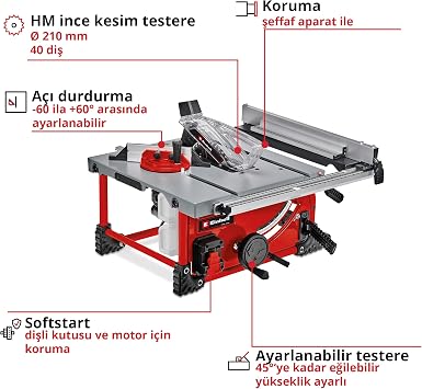 Einhell TE-TS 36/210 Li-Solo, Tezgah Testere