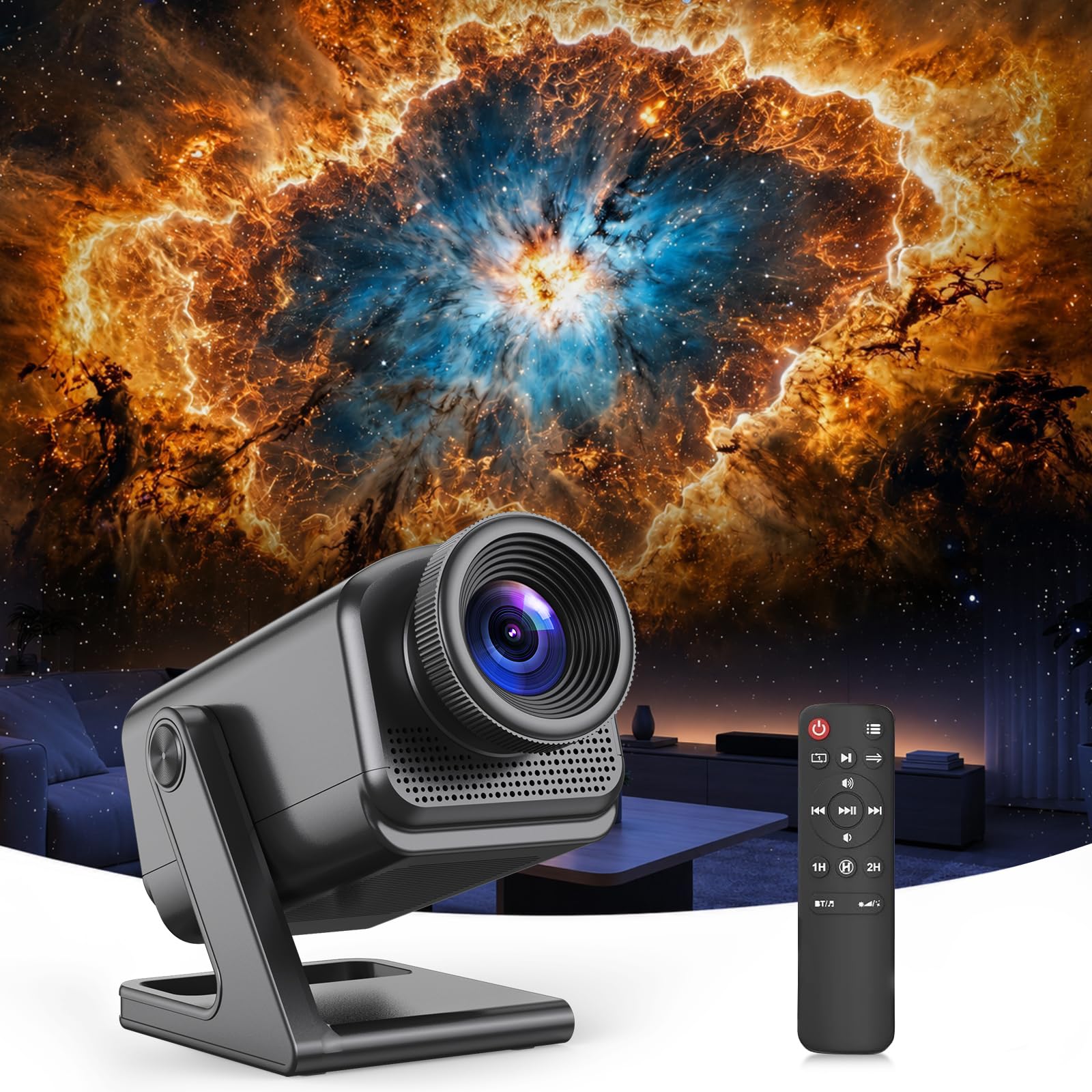 3D Galaxie Projektor 60 HD-Motive geeignet für den Innenbereich grau | Escenas dinámicas: cielos estrellados, océanos, festivales, etc., control remoto y temporizador
