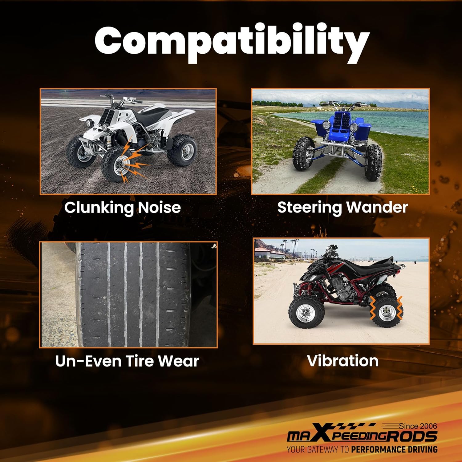 maXpeedingrods Adjustable Front Extended A-Arms for Yamaha Banshee 350 1990-2006, 2+1 Control Arm ATV Suspension Kit w/Ball Joints