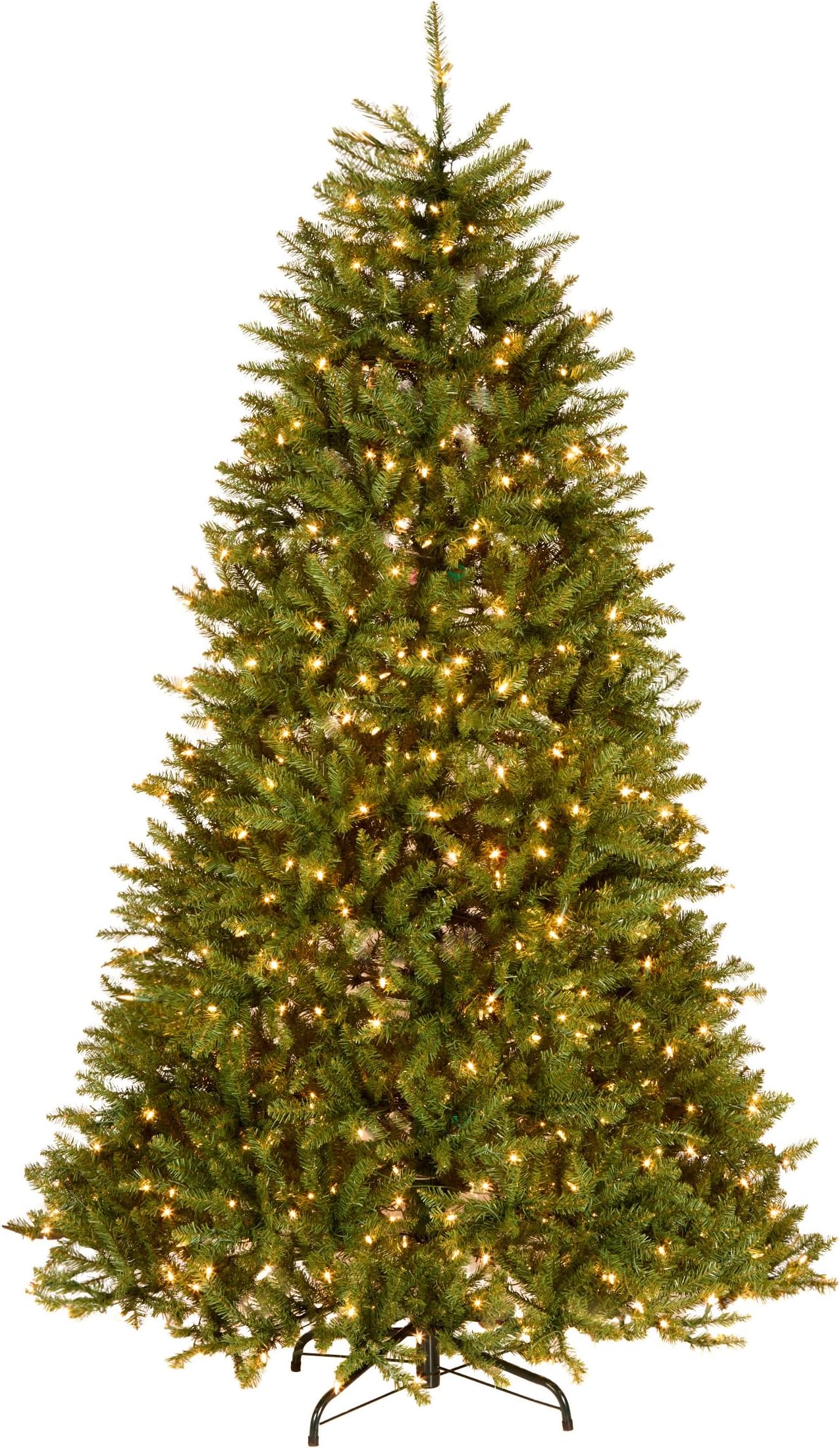 7.5 ft Pre-Lit Dunhill Fir Artificial Christmas Tree, 750 Clear Lights, 2,514 Tips, Includes Stand, Green
