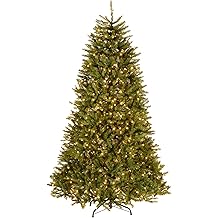 National Tree Company 7.5 ft Pre-Lit Dunhill Fir Artificial Christmas Tree, 750 Clear Lights, 2,514 Tips, Includes Stand, Green