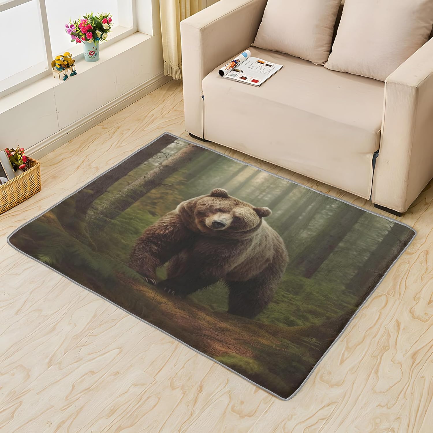 Generic 2x3 Bear Rugs for Entryway Bedroom Living Room, Forest Throw Area Rug for Home Decor, Soft Machine Washable Non Slip Low Pile Indoor Carpet DTSX1102