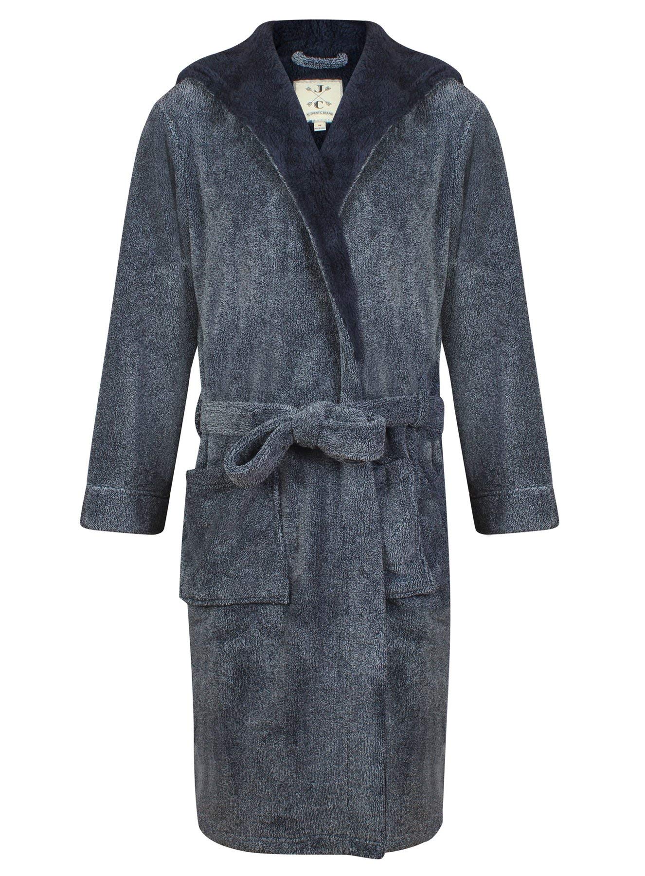 John Christian Mens Hooded Fleece Robe Dark Gray Marl | Desertcart Barbados