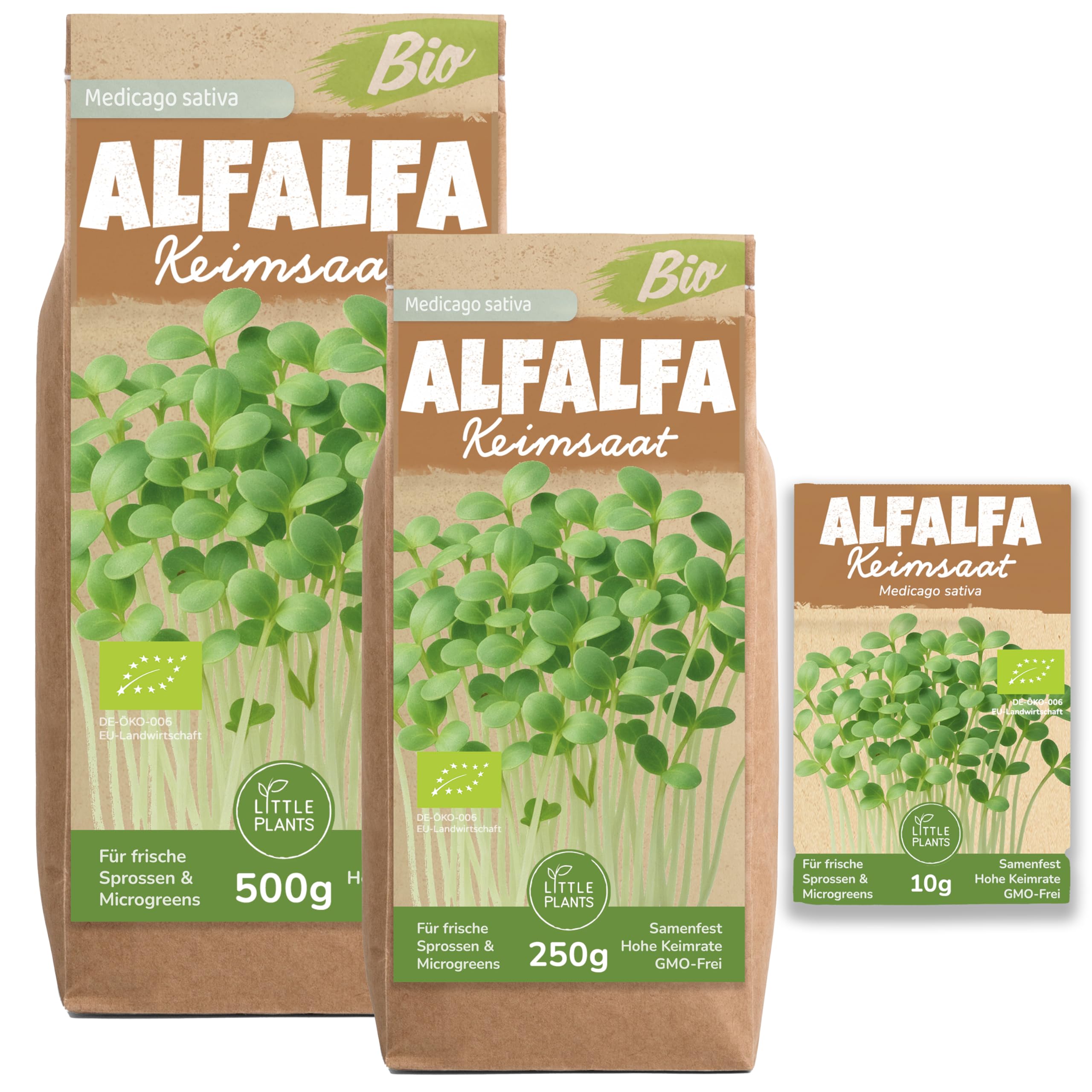 Little Plants Bio Alfalfa Samen Keimsaat [10g] - Alfalfasprossen & Microgreens zur eigenen Anzucht