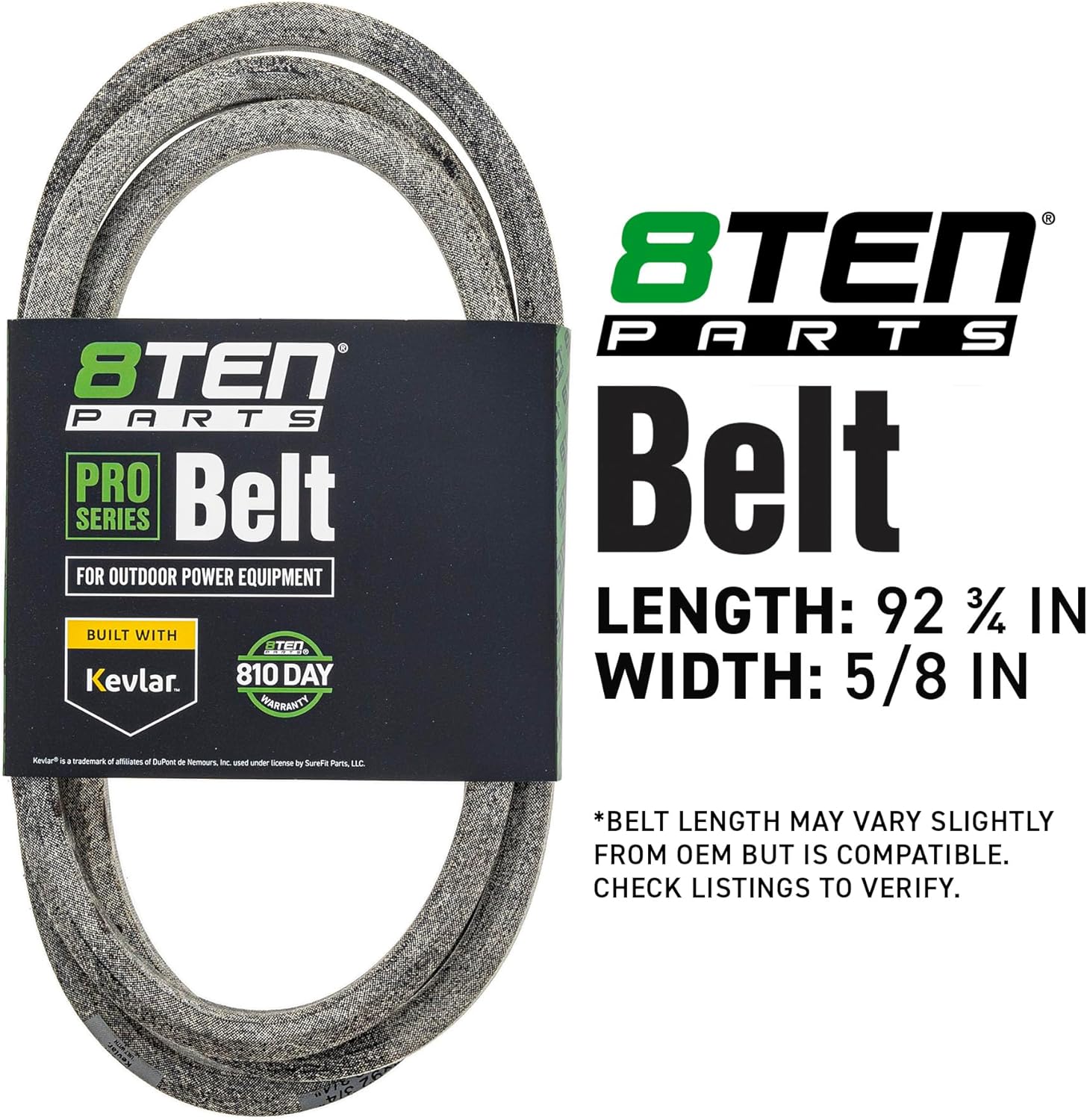 8TEN Belt with Kevlar for Exmark Toro Lazer Z DS E X Pioneer S Series Z-Master 5000 6000 Turbo Force 60-Inch 92 3/4 x 5/8