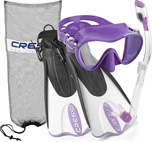 Miniatura 8 de Cressi Juego de esnórquel para adultos, máscara F1 + esnórquel seco supernova + aletas Palau SAF, juego de esnórquel, diseñado en Italia