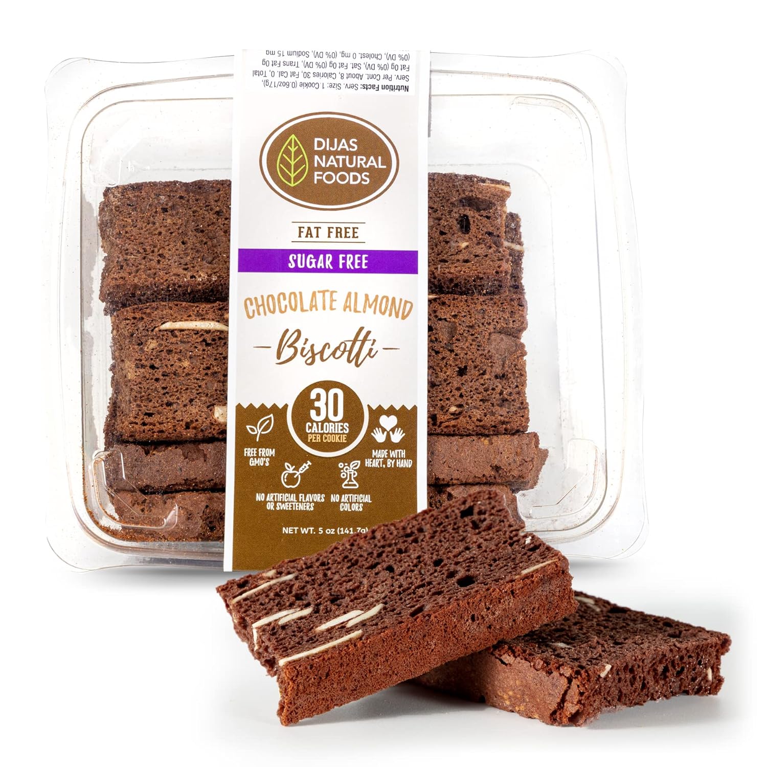 DIJAS Natural Foods Biscotti Cookie Chocolate Almond 5 oz