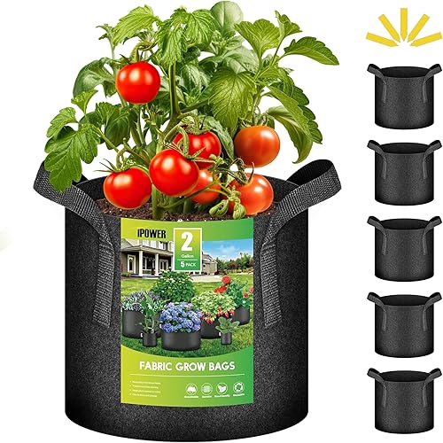 Vista 119 de iPower Grow Bags – Contenedor con aireación de tela no tejida gruesa, con asas de correa para plantas y macetas de jardín. Beige Bronceado