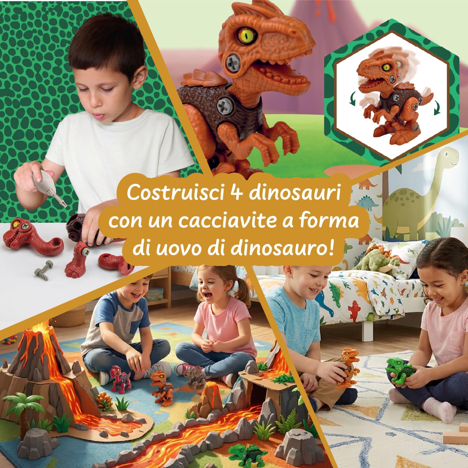 Science4you Giocattoli Dinosauri 4 in 1 – Dinosaur Build, Gioco di Costruzione Dinosauri per Bambini con 4 Dinosauri, 67 Pezzi, Giocattolo da Montare e Smontare, 3 4 5+ Anni