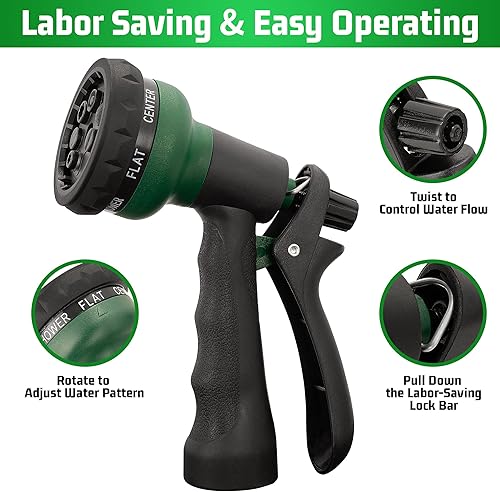 Miniatura 5 de NEXCOVER - Boquilla pulverizadora para manguera de jardín - 7 patrones de riego ajustables, boquilla de pulverización para manguera de agua,