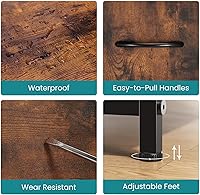 Vista 121 de OLIXIS Cómoda de 5 cajones para dormitorio, torre de almacenamiento de tela para sala de estar, entrada, marco de acero resistente, parte superior