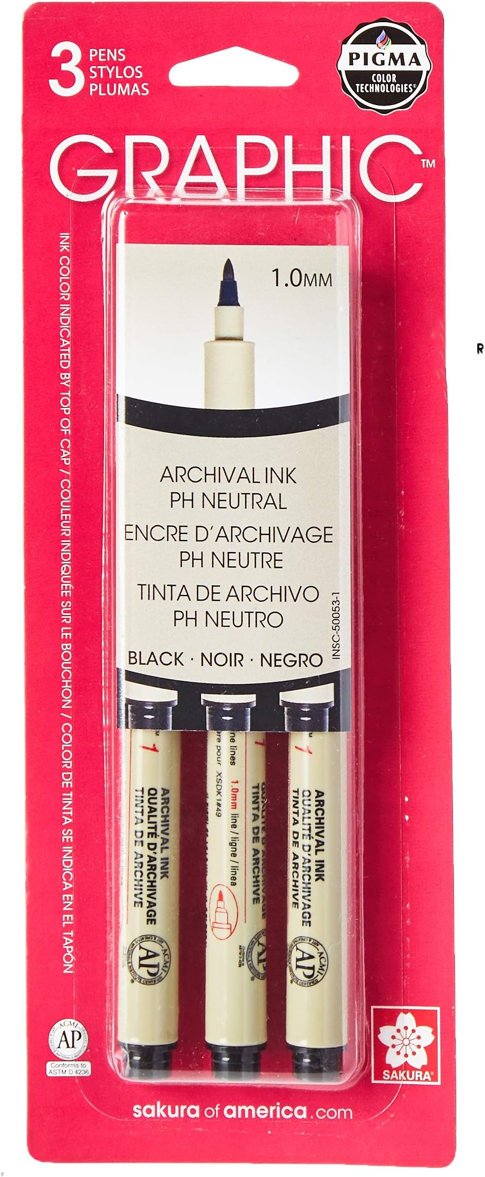 Pigma Graphic Pen 1mm Blk 3pc