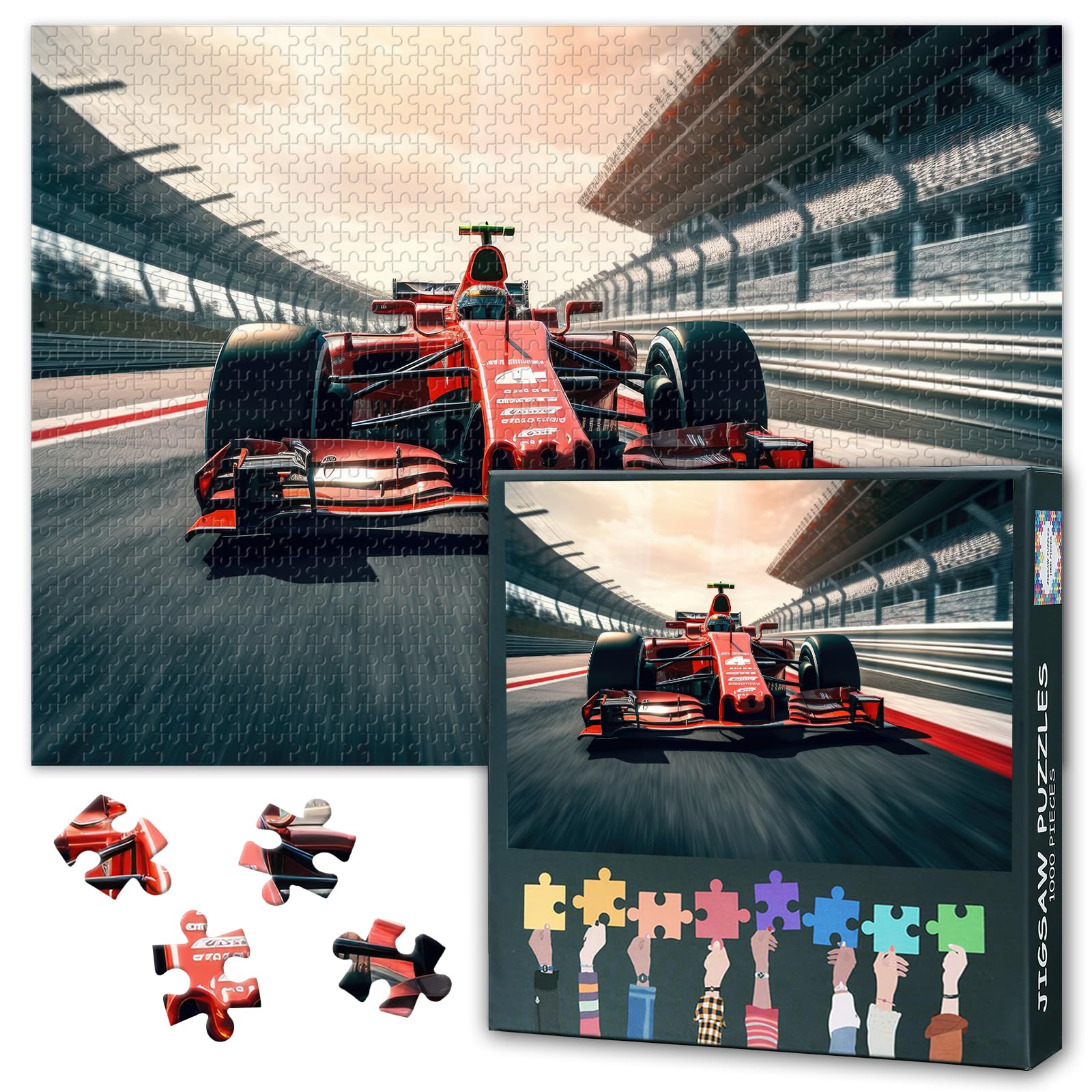 TISHIRON Race Red Sports Car Puzzles for Adults 1000 Pieces