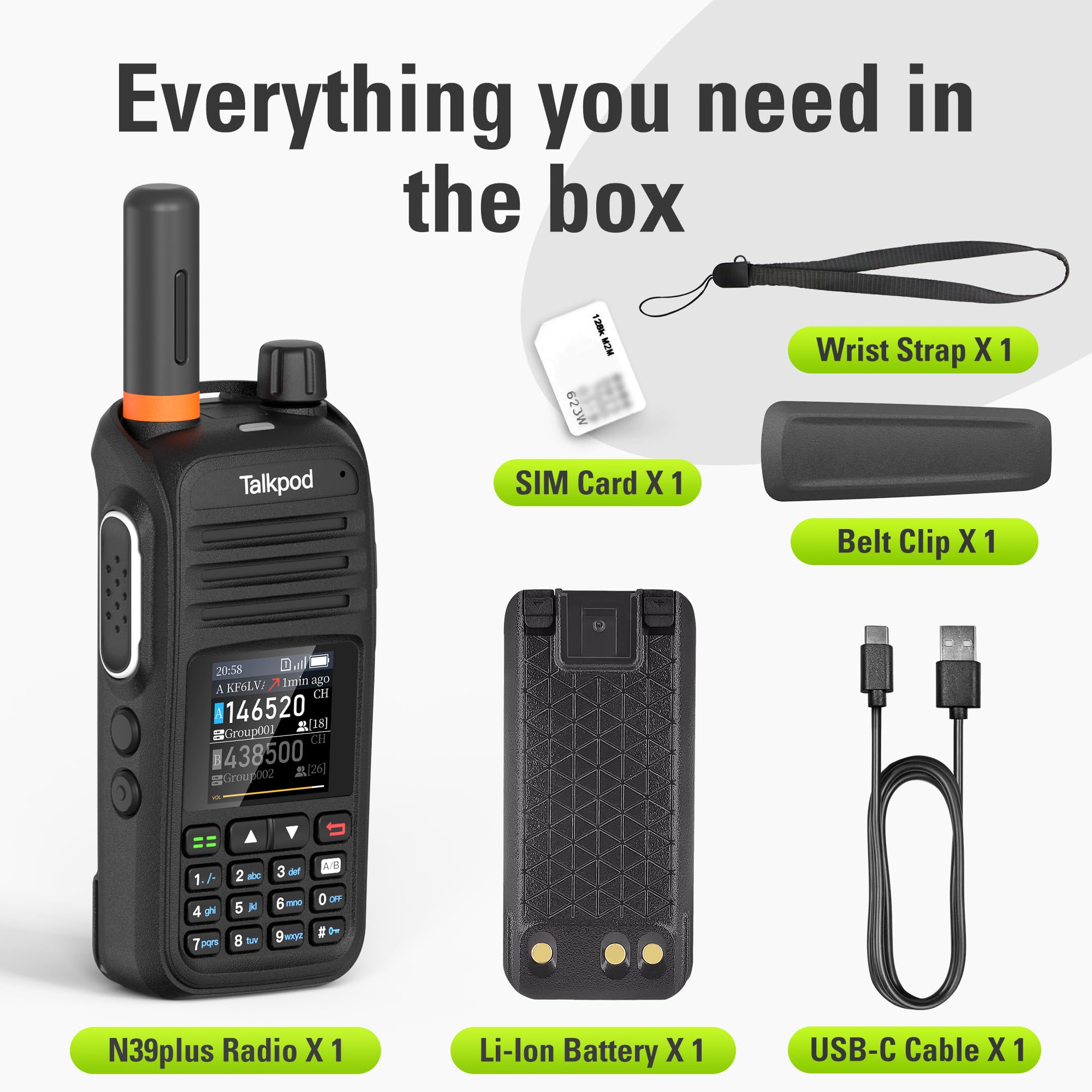 Talkpod N39plus 4G LTE PoC Walkie Talkies with SIM Cards, Nationwide Push-to-Talk Radio with 1-Year Data Service, USB-C Charging, for Camping, Hiking, Family Travel, Outdoor Adventures — view 7