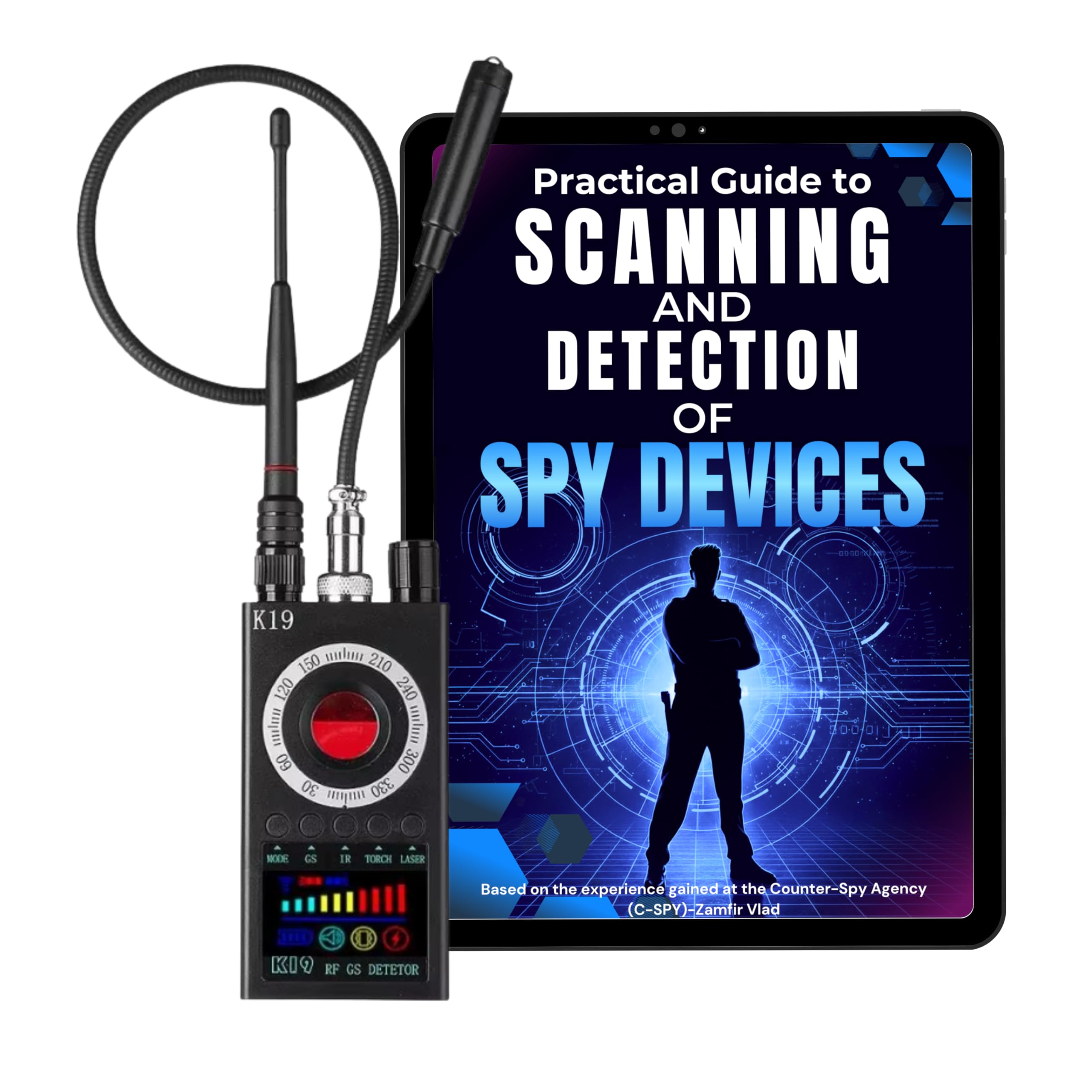 Wanzen Detektor Anti-Spy mit eBook Vollständiger Leitfaden – RF Scanner für Versteckte Kamera, GPS Tracker & Abhörgeräte, Signal Detektor Portabel für Hotel Büro Zuhause Datenschutz