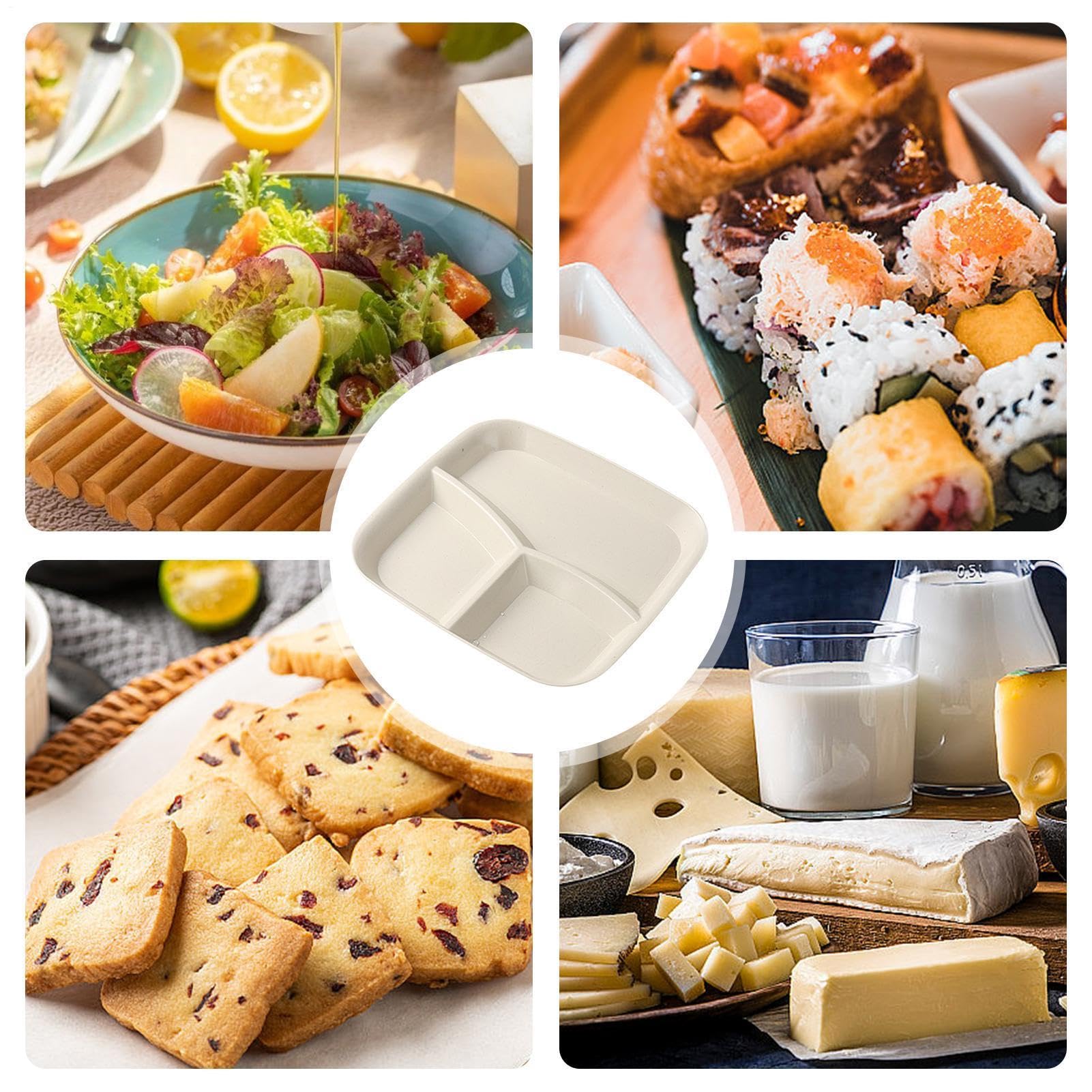 Assiettes de séparation pour adultes – 3 compartiments – Lot de 5 assiettes divisées | Fruits Légumes Salade Riz pour la Maison Cuisine