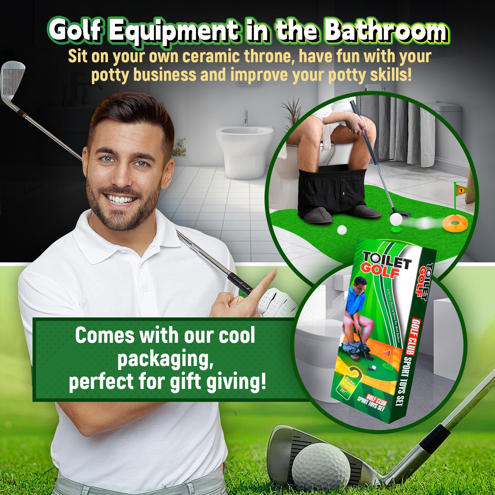 Pipihome Golf Game Set 6 Piezas Mini Golf Accesorios Funny Adulto Niños Minigolf Regalos Hombres con Palo Tapete Putting Bolas