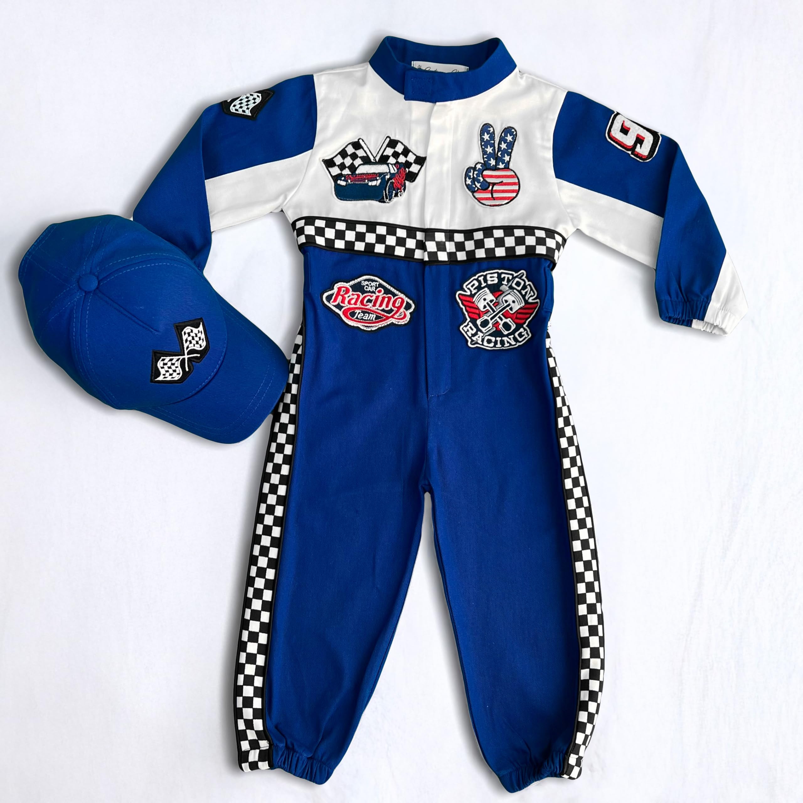 Costumes Club Personalized Handmade Race Car Driver Costume for Toddlers (3T, Blue), 3 Years - Image 5