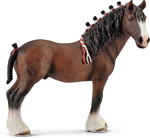 Schleich Farm World - Figura realista de caballo castrado Clydesdale, juguete de animales de granja altamente detallado y duradero, juego divertido