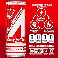 Vista 5 de Accelerator Bebida energética sin azúcar, lata de helado de cereza de 12 onzas (paquete de 12), bebidas energéticas sin azúcar con energía sostenida