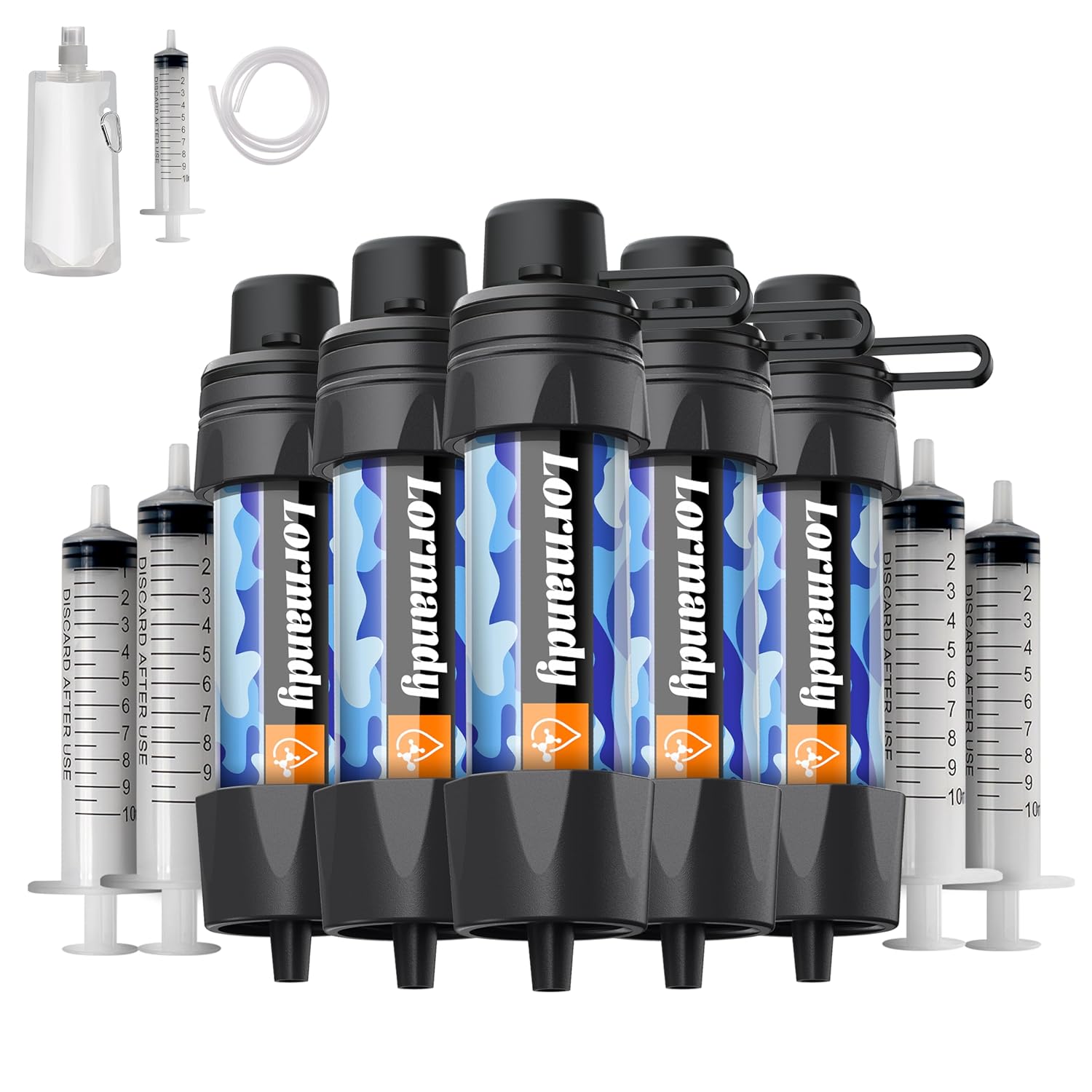 Straw Water Filter 5 Pack – Outdoor Camping & Hiking Survival Gear Kit for Family Use, Ultra-Light Personal Filter Straws for Backpacking, Travel, Bug-Out Bags and Emergency Preparedness