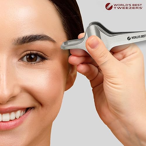 Miniatura 7 de World's Best Tweezers - Pinzas de mariposa de diamante, pinzas de precisión de punta inclinada de agarre ancho para depilación de cejas, facial y