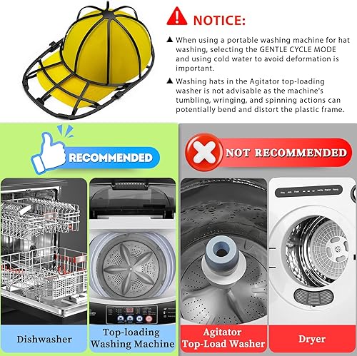 Miniatura 6 de Arandela de sombreros para gorra de béisbol para lavadora, marco de lavado de gorra de bola protector de limpieza para lavado y lavavajillas,