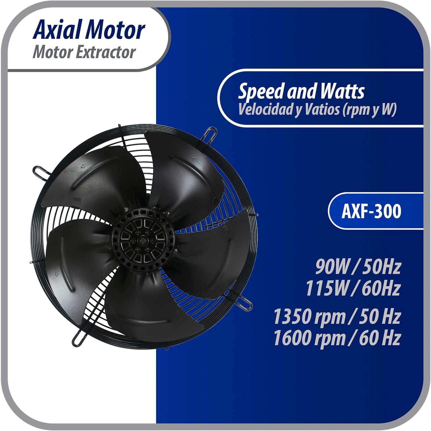 Appli Parts AXF-300 11-3/4 in Axial Fan Motor Guard Mounted Fan Blade 220 V, 1 Ph, 50-60 Hz, 115 W, 1590 rpm, Universal replacement for Cold Room Evaporators, Condensing Units, Work Temp -22F to 140F