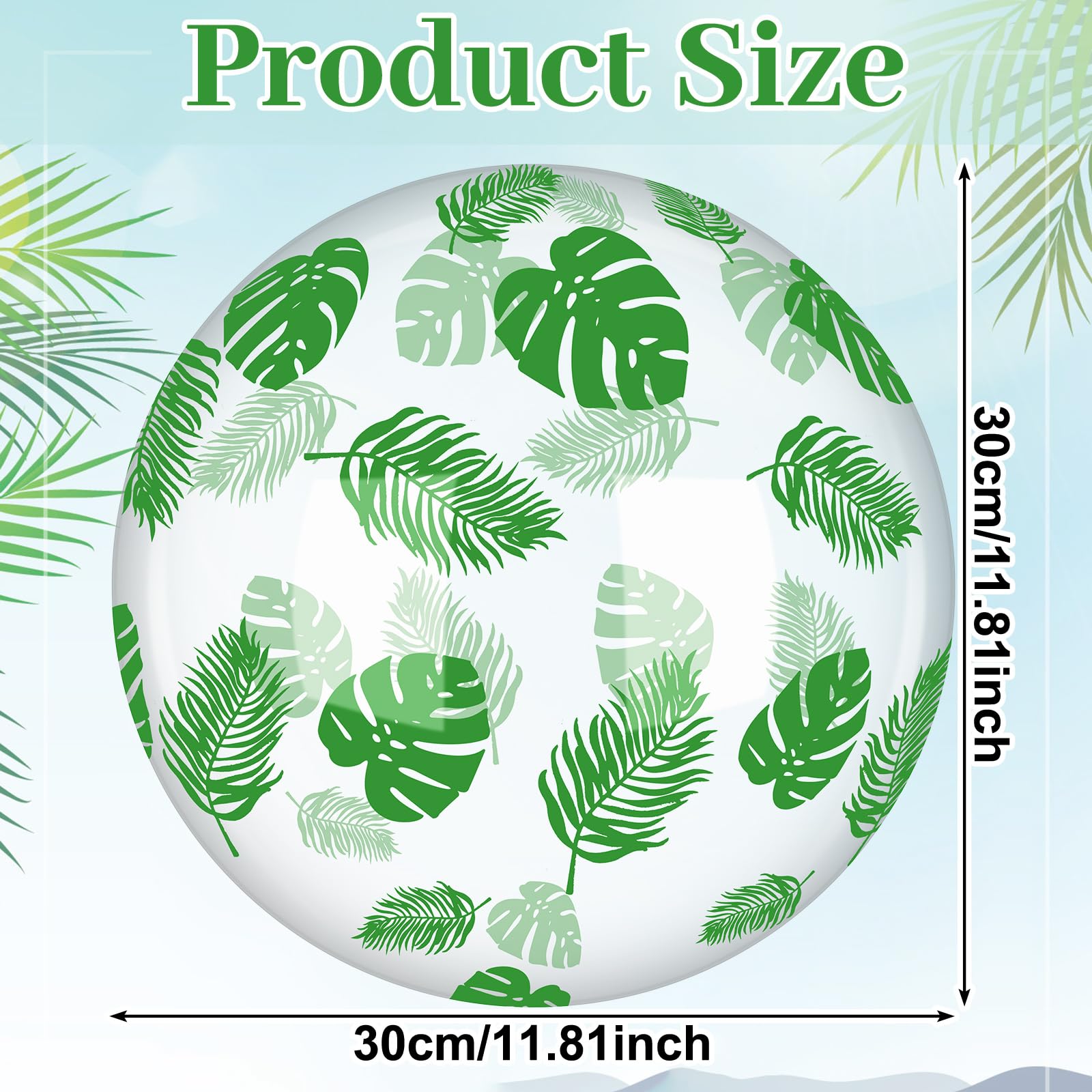 24 bolas de playa inflables tropicales de 12 pulgadas, bolas de hojas de palma transparentes, decoraciones de despedida de soltera, fiestas de Luau, decoraciones hawaianas para bodas, 4