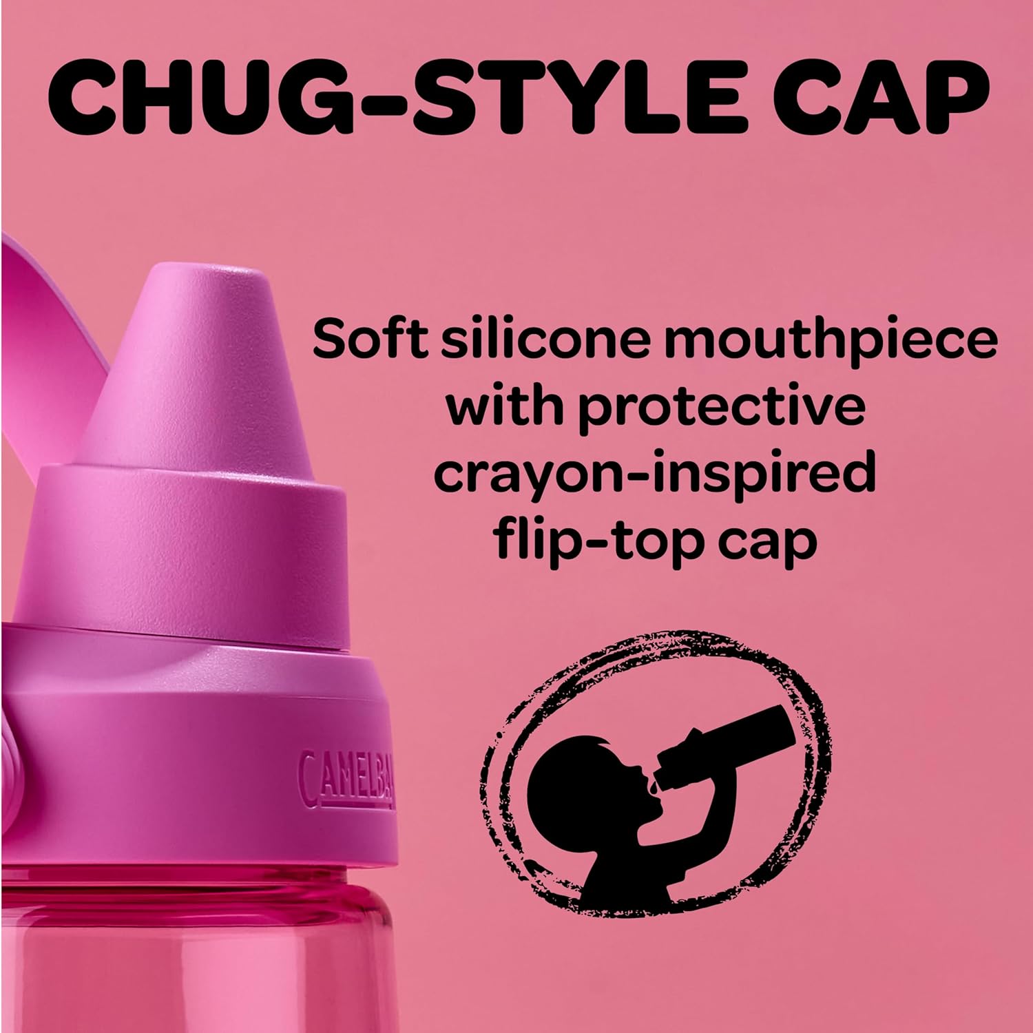 CamelBak Crayola Chug Water Bottle, Tritan Renew, Leakproof, 25oz, Cherry Red - Image 4