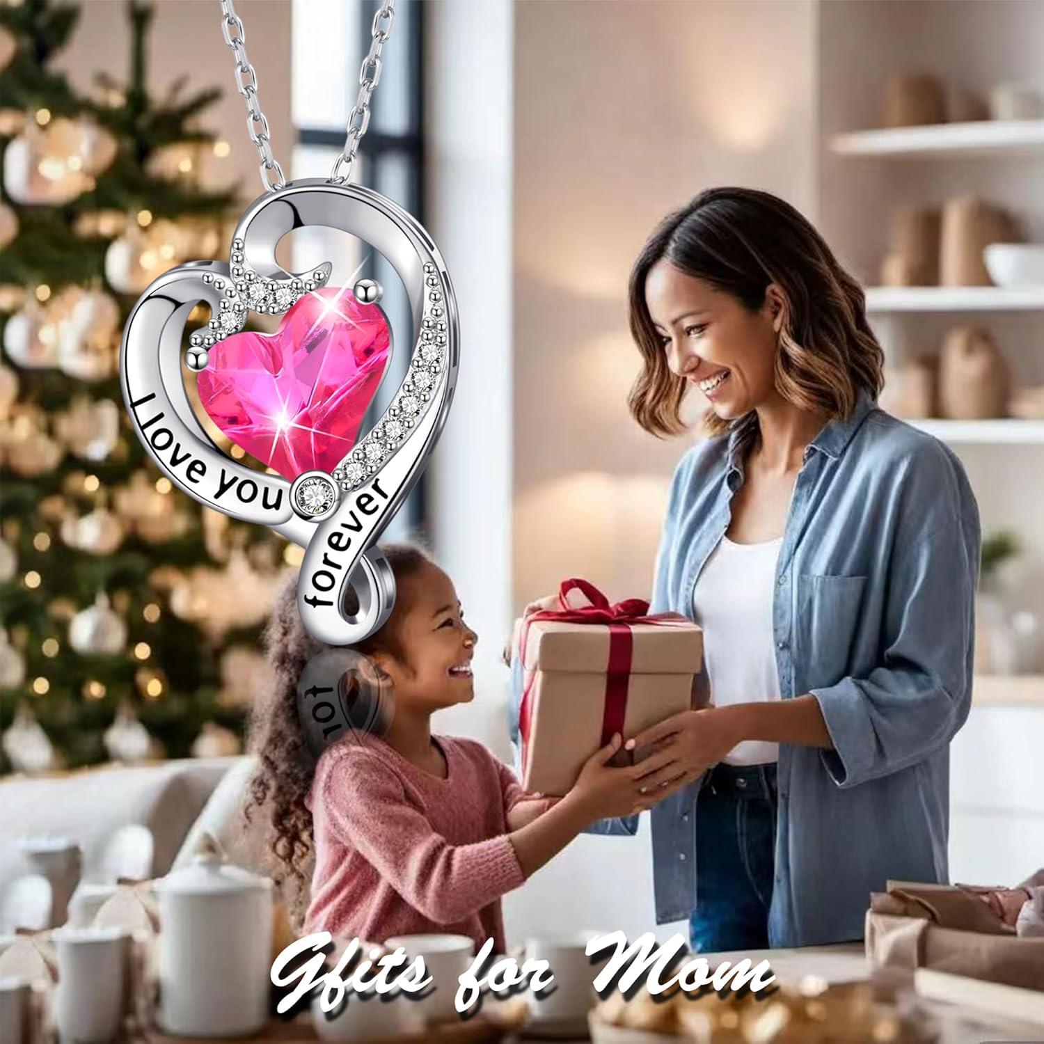 Gifts for Mom Mother Pendant Necklace Mother Daughter Necklace Mom and Child Heart Necklace Birthday Day Gifts Mom Daughter Jewelry - Image 7