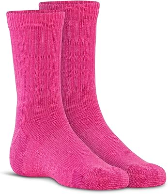 Fox River Apex Hiker Junior Crew Cut Hiking Socks for Kids Fully Lined Thermal Socks for Boys and Girls with Breathable Fabric - Fuchsia - Small