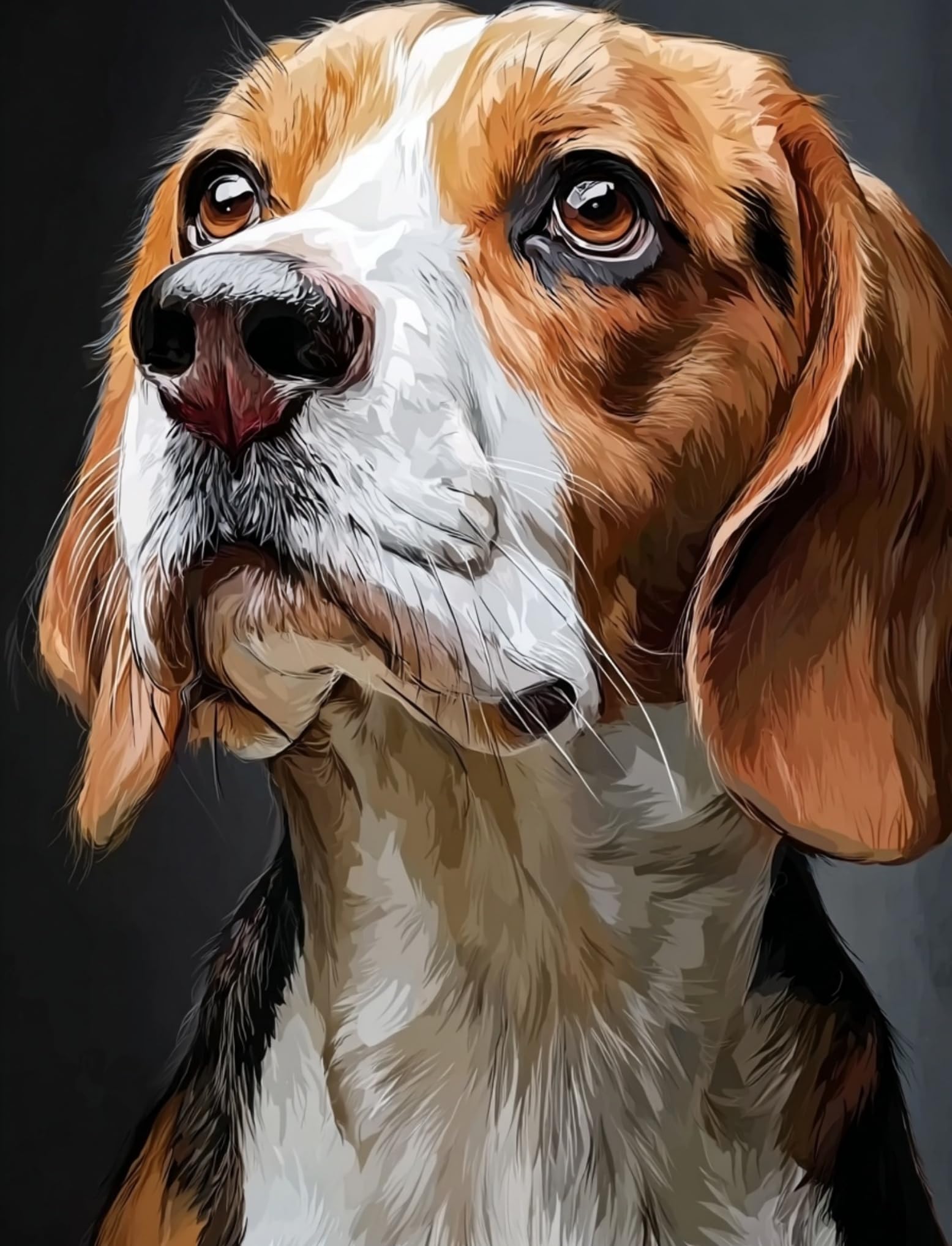 WANGWANGMIAO Paint by Numbers-Beagle DIY Canvas Oil Painting Kit for Adults Beginner with Paint Brushes and Acrylic Pigment,16X20 Inch，with Frame