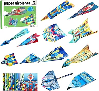 BAGUBDR 36 Sheets Paper Planes, Paper Airplane Kit, Paper Airplane Book, Foldable Paper Aircraft for Creative Activity, Educational Tool with Storage Box