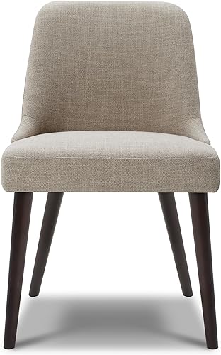 Miniatura 7 de CHITA Mid-Century - Silla de comedor moderna tapizada de tela para comedor, juego de 2, lino beige en tela Tela de lino beige,Tela azul oscuro,Negro