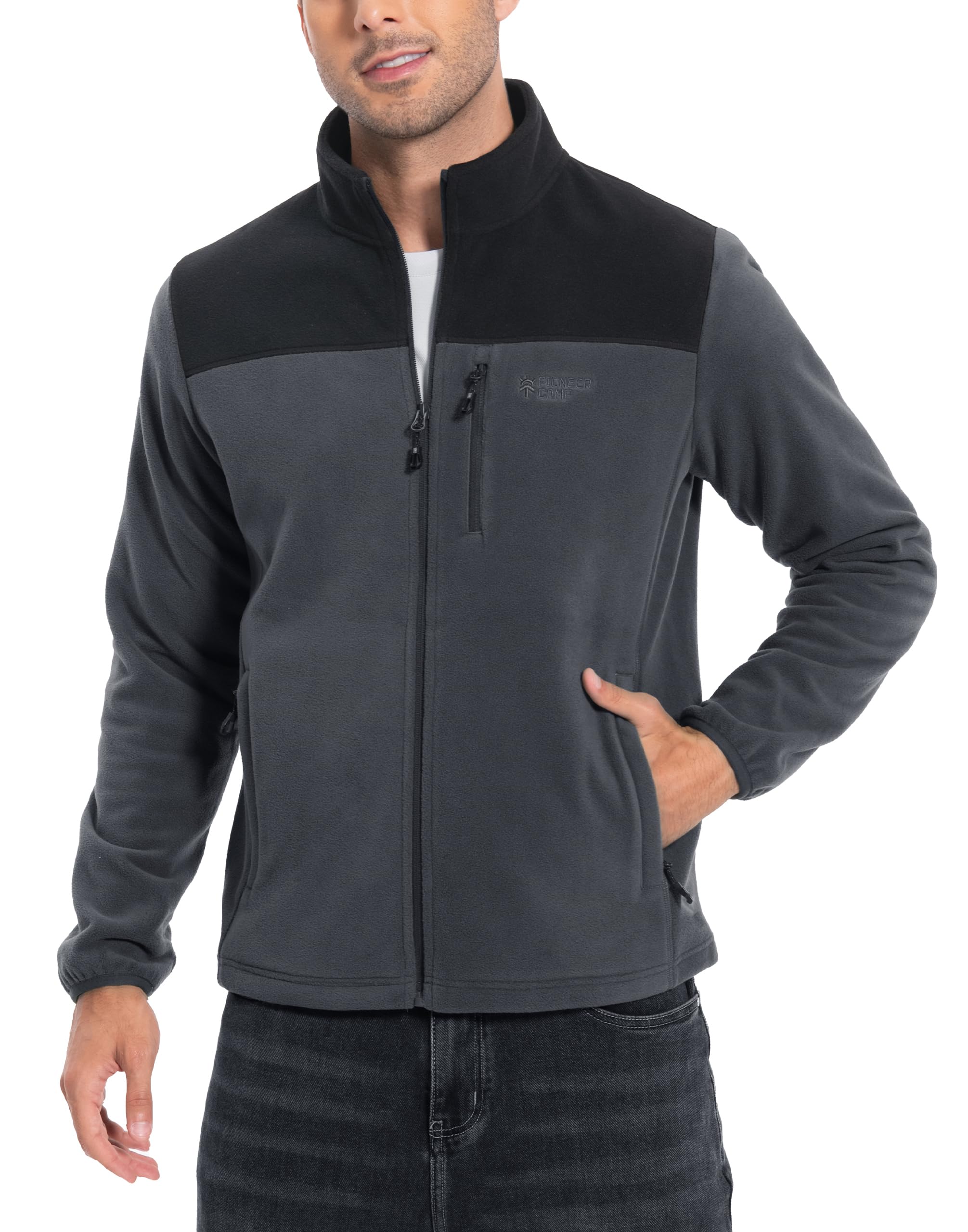 Pioneer Camp Giacca in pile da uomo Full Zip Outdoor Polar, leggera, antivento, con chiusura lampo