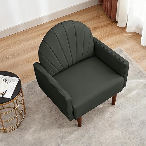 Miniatura 6 de Moderno sofá individual tapizado, sillón de piel sintética, silla de tocador con respaldo de carcasa con cojín de espuma de alta resistencia, silla