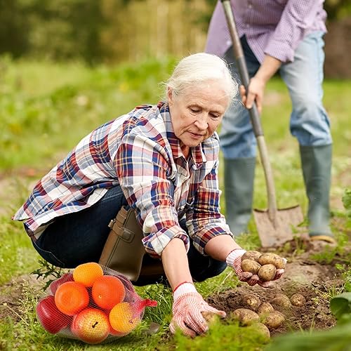 Miniatura 7 de 1000 mallas reutilizables de nailon a granel, se adapta a almacenamiento de huevos, verduras, mariscos, frutas, bolsas de comestibles (rojo, 20