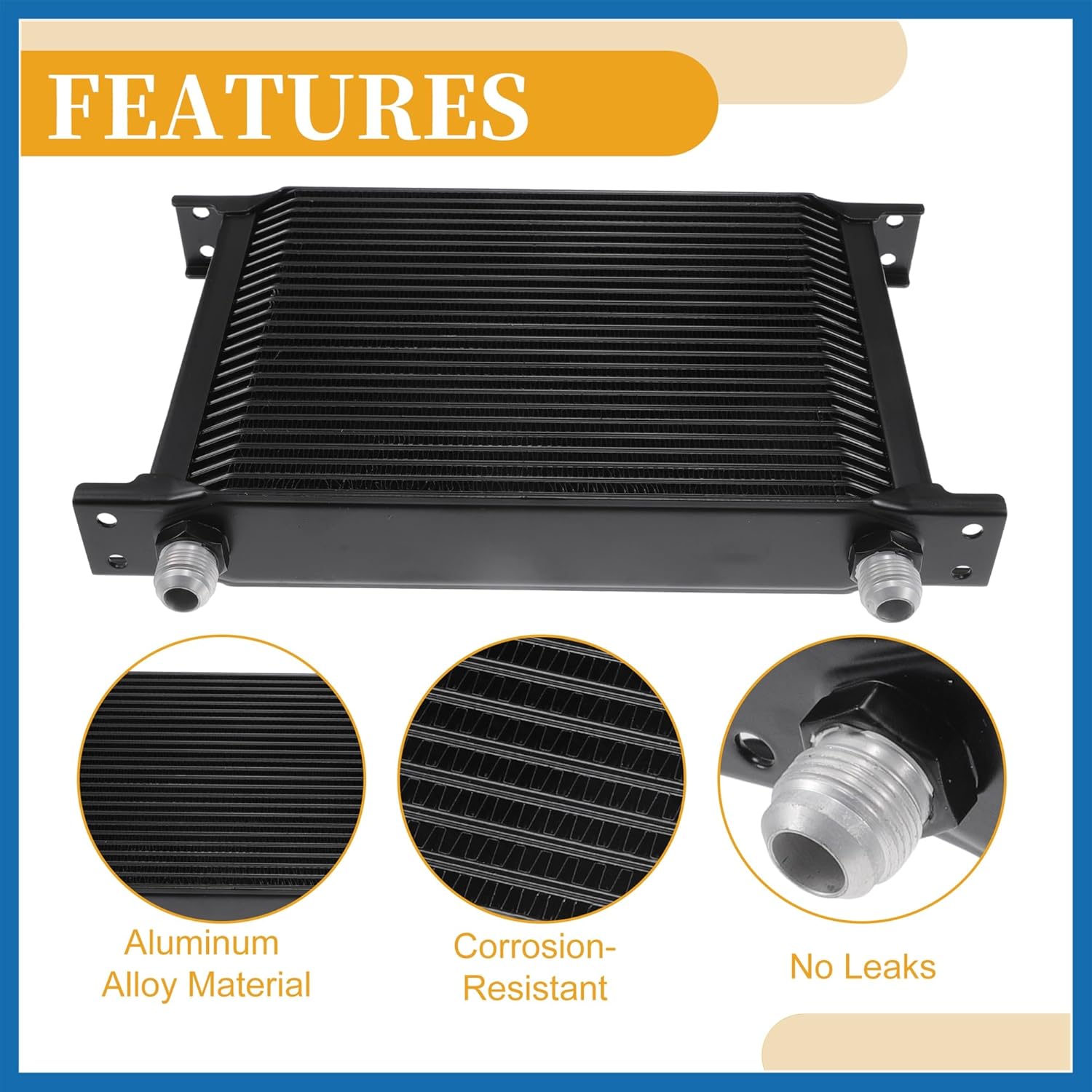Compatible with 1 Set 25 Row Universal Transmission Oil Cooler - Trailers Truck RV Trans Engine Radiator with 6AN 8AN Adapter Aluminum Alloy Black Item Replacement