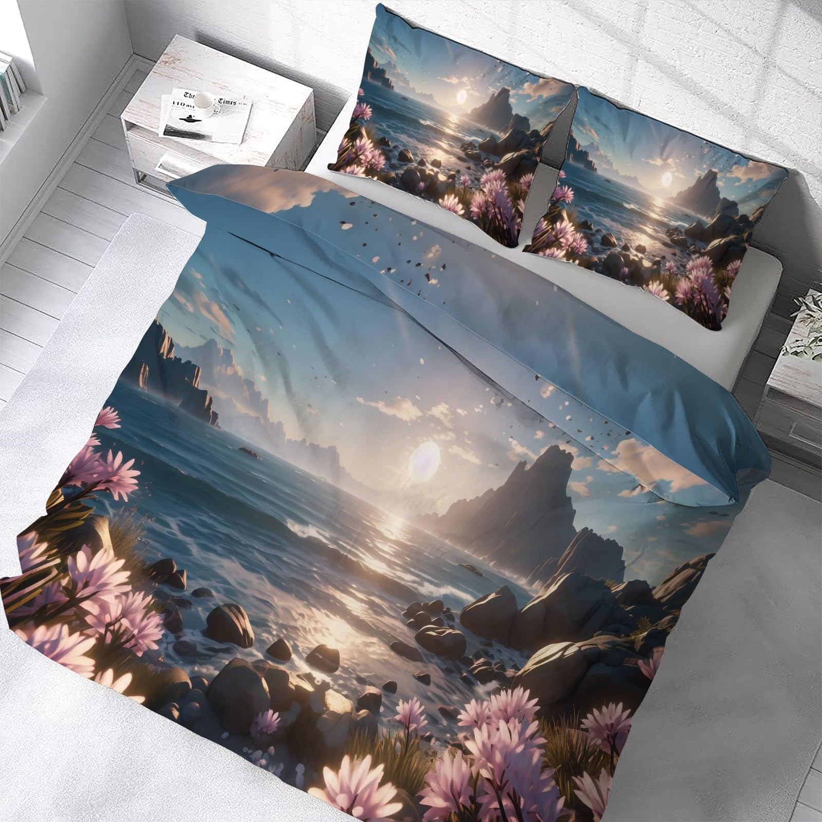 Housse de couette 220 x 240 microfbre douce avec fermeture éclair zip