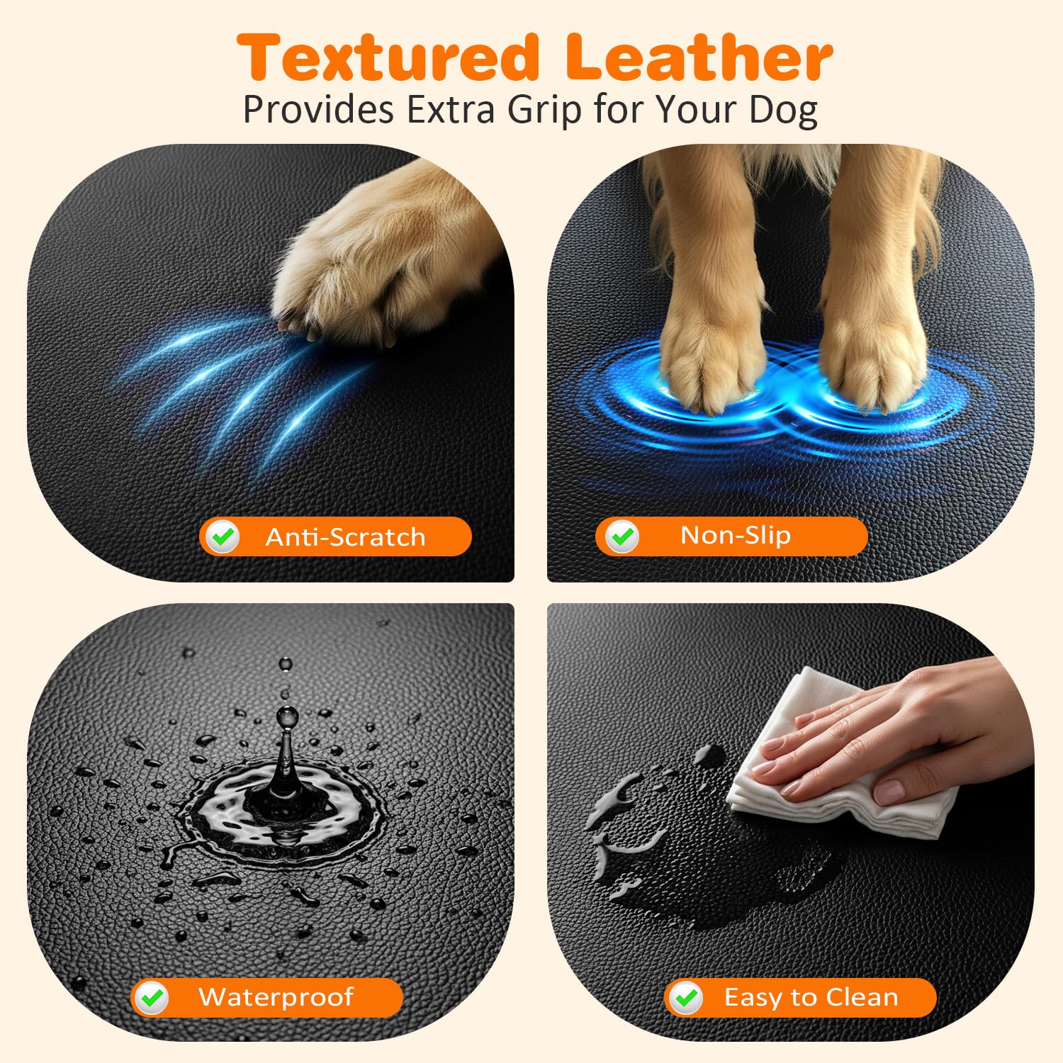 URPOWER PU Leather Hard Bottom Dog Seat Cover for Full-Size Truck Back Seat view 3