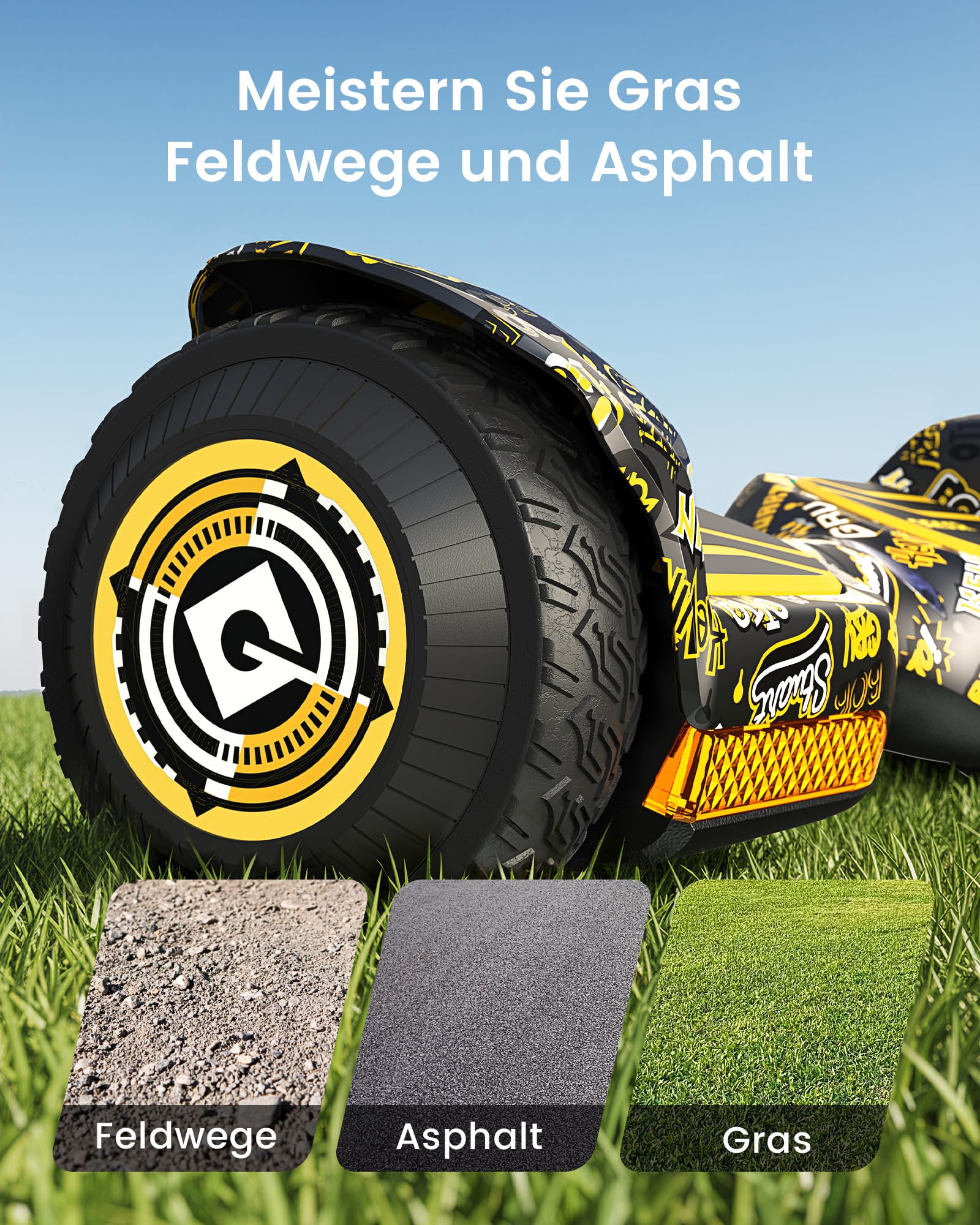 Gyroor 6,5" Hoverboard für Kinder & Erwachsene, All-Terrain Offroad Hoverboard Starker Dual 500W Motor, Geländereifen Self Balance Scooter, Bluetooth Musik, LED-Lichter