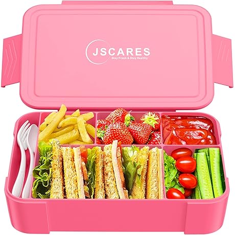 Toddler Lunch Box for Airplane, Leakproof Bento Snack Box for Kids with 6 Compartments