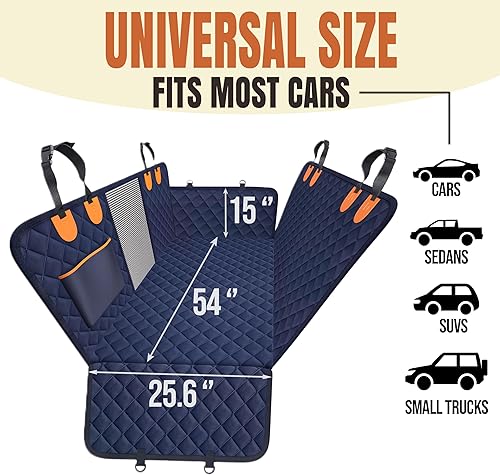 Miniatura 7 de Funda para asiento trasero de automóvil con malla, hamaca resistente, solapas laterales grandes. Protección completa para automóvilSUV - Puertas,