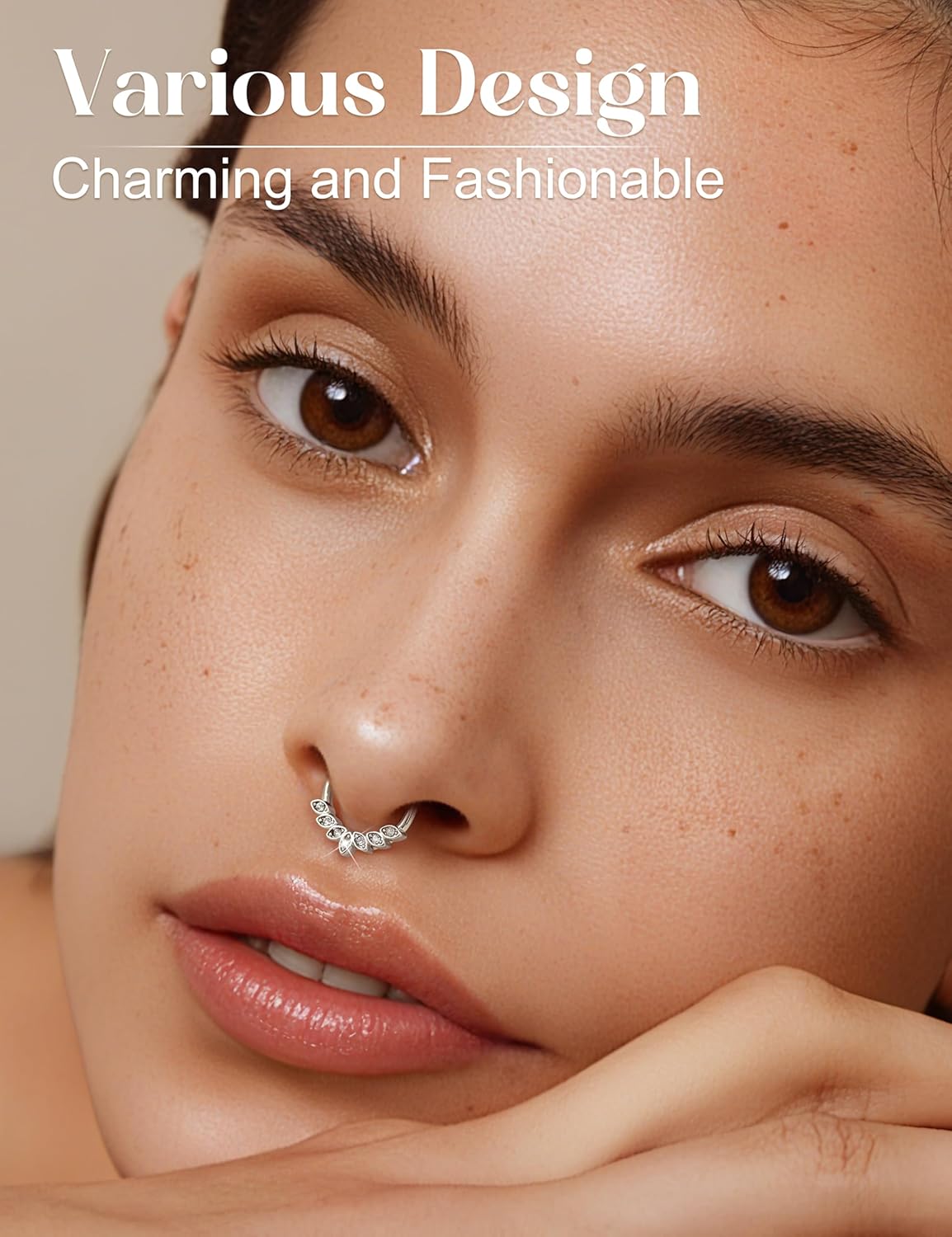Drperfect Daith Earrings Jewels 16G Stainless Steel Cartilage Helix Tragus Nose Hoop Piercing Jewelry 8MM 10mm Silver Gold Rose Gold Black Plated CZ Hinged Septum Clicker Rings - Image 3