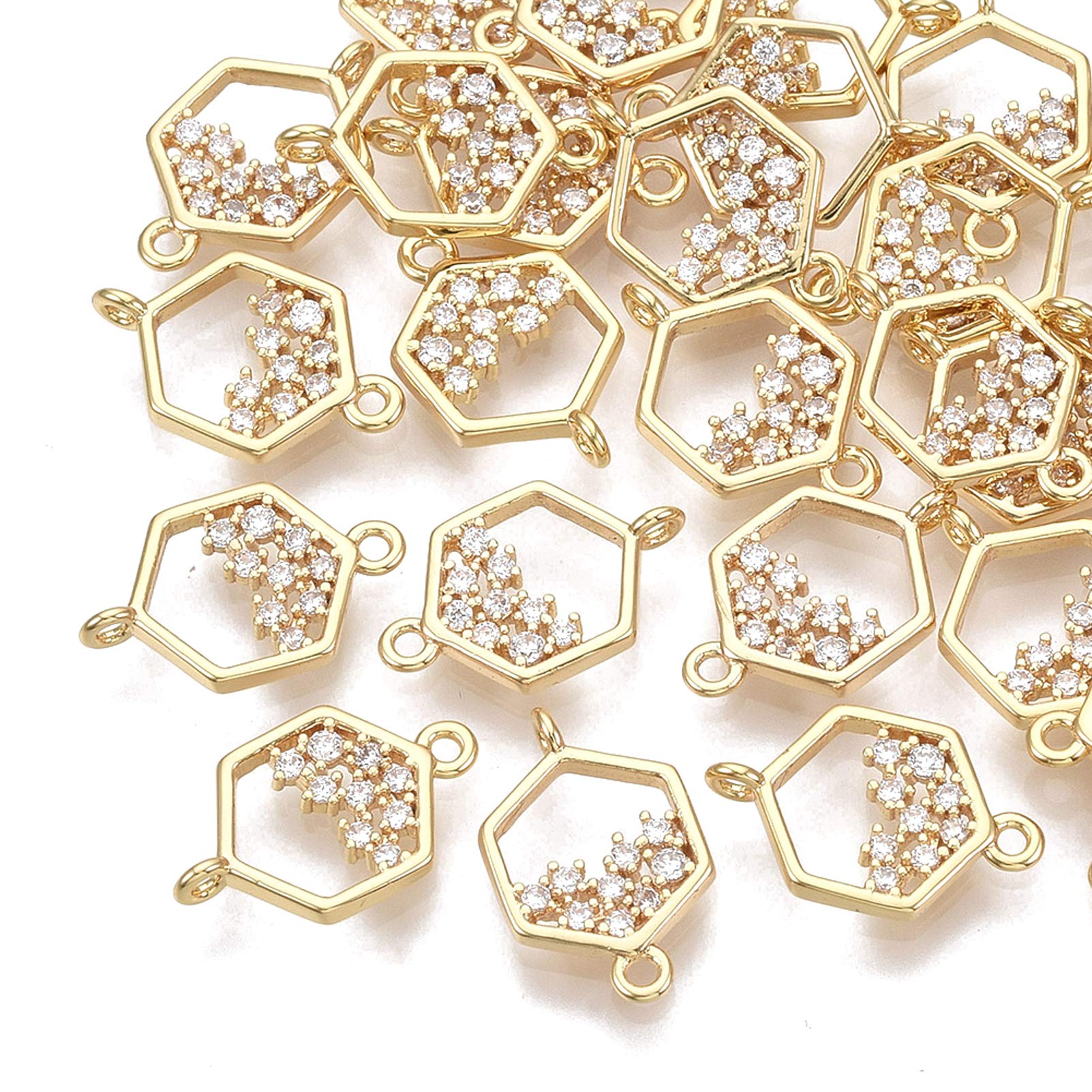 FASHEWELRYGolden Plated Micro Pave Cubic Zirconia Links