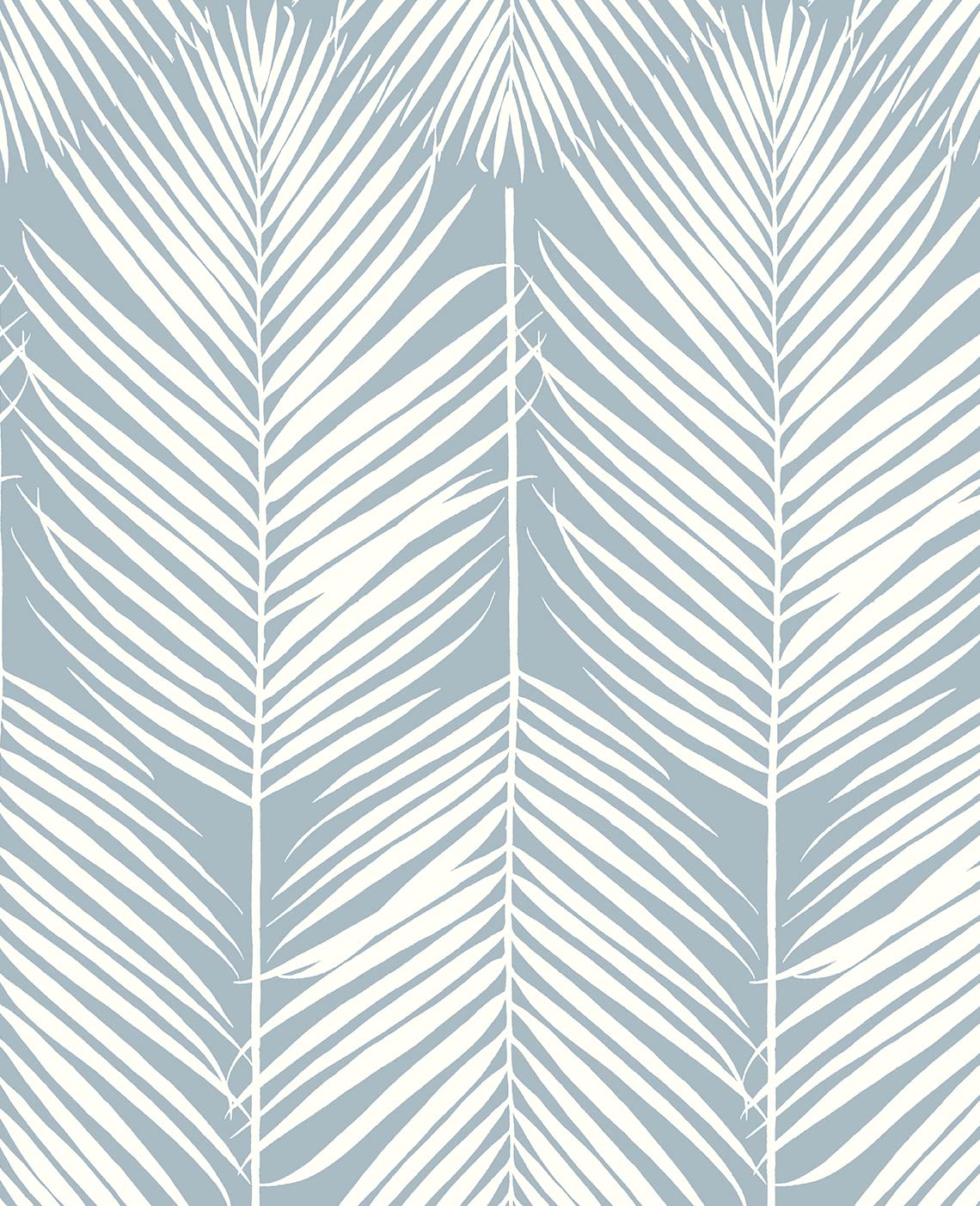 Light Blue Generic Palm Silhouette Coastal Prepasted Wallpaper (Light Blue)